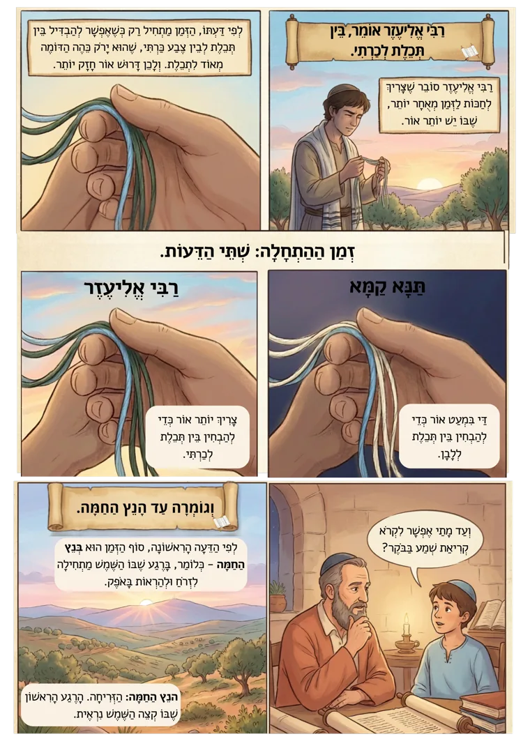 עמוד לדוגמה מתוך משניות ברכות - סיפור זמן קריאת שמע